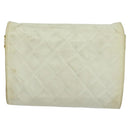 CHANEL Matelasse Chain Shoulder Bag Lamb Skin White CC Auth 119388-2