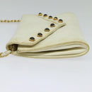 CHANEL Matelasse Chain Shoulder Bag Lamb Skin White CC Auth 119388-3