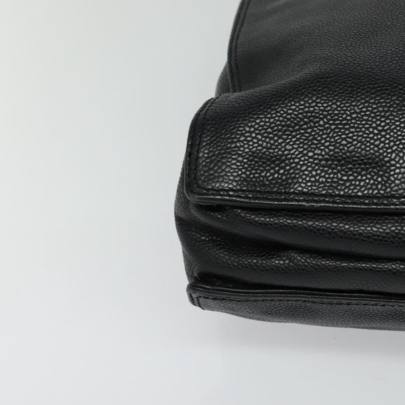 CHANEL COCO Mark Hand Bag Caviar Skin Black Gold CC Auth 119391