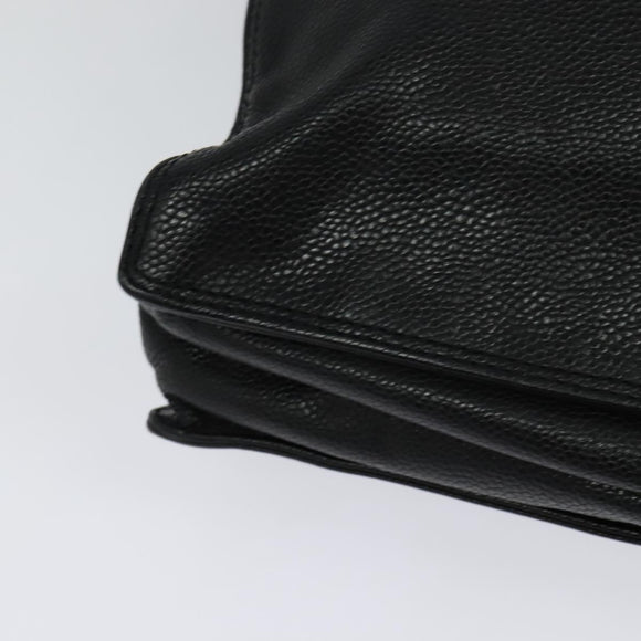 CHANEL COCO Mark Hand Bag Caviar Skin Black Gold CC Auth 119391