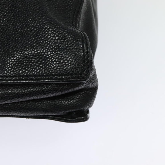 CHANEL COCO Mark Hand Bag Caviar Skin Black Gold CC Auth 119391