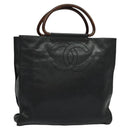 CHANEL COCO Mark Hand Bag Caviar Skin Black Gold CC Auth 119391-1