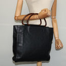 CHANEL COCO Mark Hand Bag Caviar Skin Black Gold CC Auth 119391-21