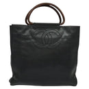 CHANEL COCO Mark Hand Bag Caviar Skin Black Gold CC Auth 119391-13
