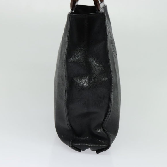 CHANEL COCO Mark Hand Bag Caviar Skin Black Gold CC Auth 119391