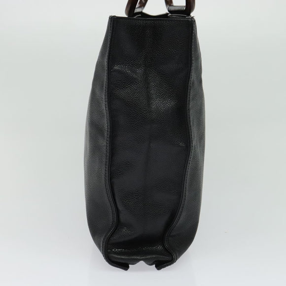 CHANEL COCO Mark Hand Bag Caviar Skin Black Gold CC Auth 119391