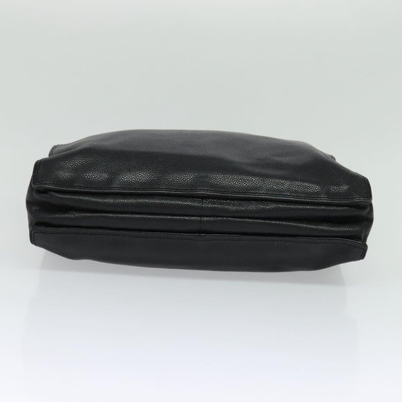 CHANEL COCO Mark Hand Bag Caviar Skin Black Gold CC Auth 119391