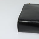 Salvatore Ferragamo Gancini Chain Shoulder Bag Leather Black Gold Auth 119395-9