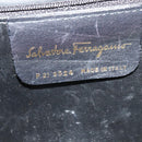 Salvatore Ferragamo Gancini Chain Shoulder Bag Leather Black Gold Auth 119395-12