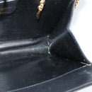 Salvatore Ferragamo Gancini Chain Shoulder Bag Leather Black Gold Auth 119395-17
