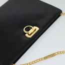 Salvatore Ferragamo Gancini Chain Shoulder Bag Leather Black Gold Auth 119395-6