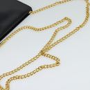 Salvatore Ferragamo Gancini Chain Shoulder Bag Leather Black Gold Auth 119395-7