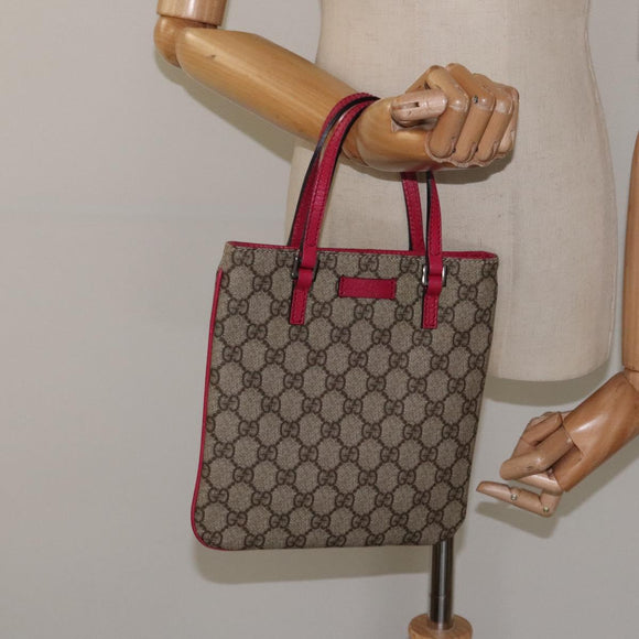 GUCCI GG Supreme Mini Hand Bag PVC Leather Beige 114600 Auth 119443