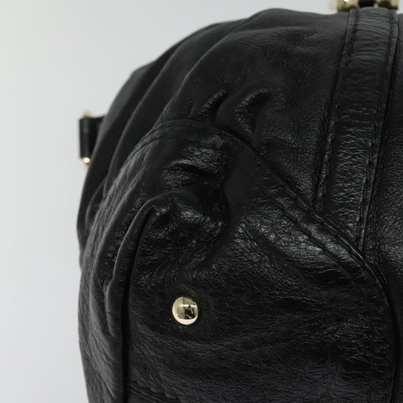 GUCCI Tote Bag Leather Black Gold 189892 Auth 119445