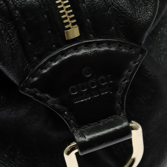 GUCCI Tote Bag Leather Black Gold 189892 Auth 119445