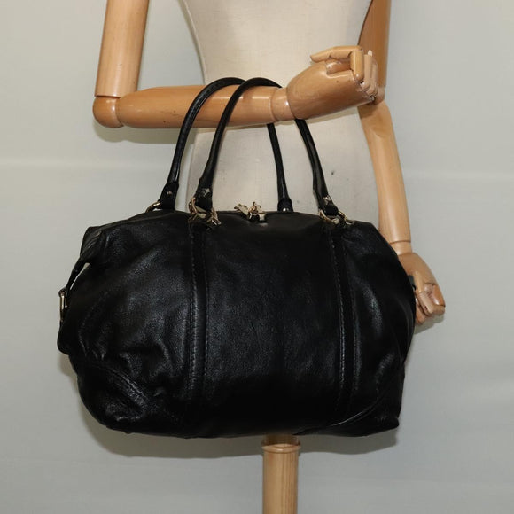 GUCCI Tote Bag Leather Black Gold 189892 Auth 119445