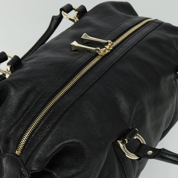 GUCCI Tote Bag Leather Black Gold 189892 Auth 119445