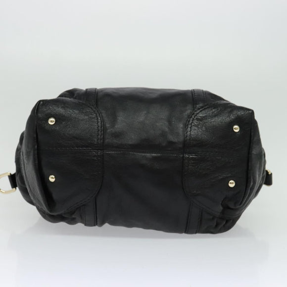 GUCCI Tote Bag Leather Black Gold 189892 Auth 119445