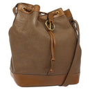 Christian Dior Shoulder Bag Leather Brown Gold Auth 119452-1