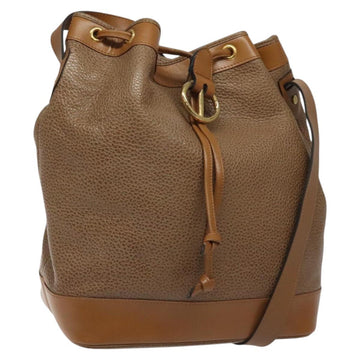 Christian Dior Shoulder Bag Leather Brown Gold Auth 119452