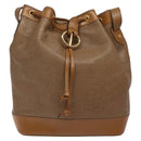 Christian Dior Shoulder Bag Leather Brown Gold Auth 119452-13