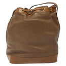 Christian Dior Shoulder Bag Leather Brown Gold Auth 119452-2