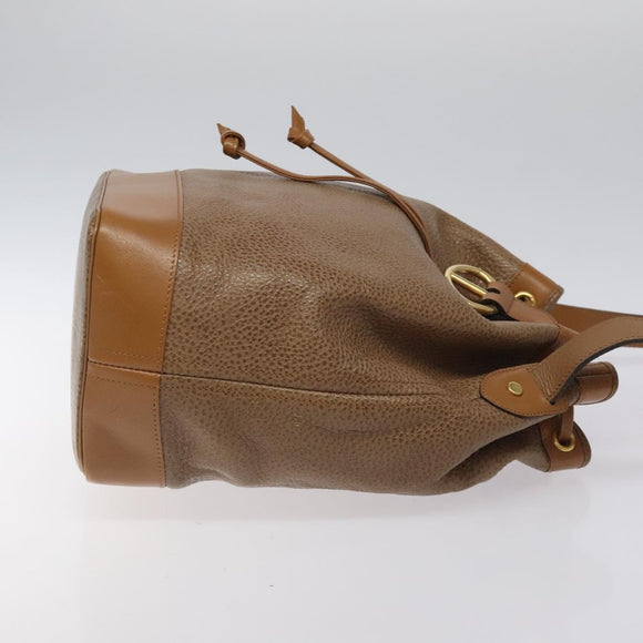 Christian Dior Shoulder Bag Leather Brown Gold Auth 119452