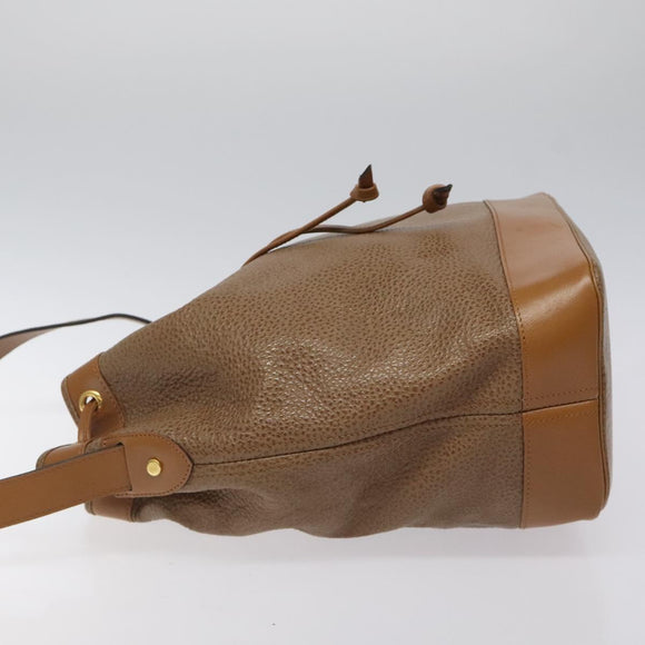 Christian Dior Shoulder Bag Leather Brown Gold Auth 119452