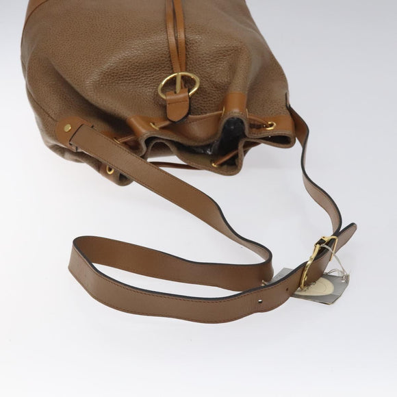 Christian Dior Shoulder Bag Leather Brown Gold Auth 119452