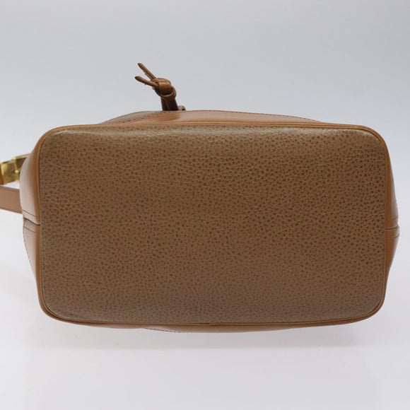 Christian Dior Shoulder Bag Leather Brown Gold Auth 119452