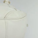 CELINE Hand Bag Leather White Gold Auth 119467-9