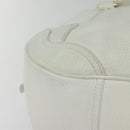 CELINE Hand Bag Leather White Gold Auth 119467-15