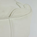 CELINE Hand Bag Leather White Gold Auth 119467-16