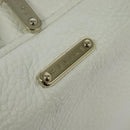 CELINE Hand Bag Leather White Gold Auth 119467-10