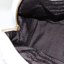 CELINE Hand Bag Leather White Gold Auth 119467-19