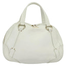 CELINE Hand Bag Leather White Gold Auth 119467-13