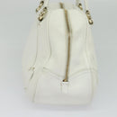 CELINE Hand Bag Leather White Gold Auth 119467-4