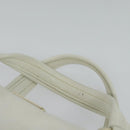 CELINE Hand Bag Leather White Gold Auth 119467-8
