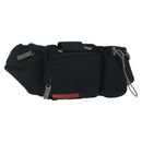 PRADA Sports Waist Bag Nylon Black Silver Auth 119506-1