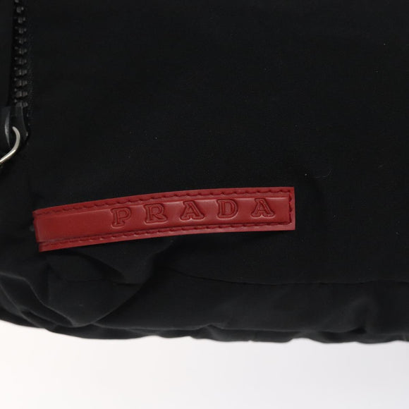 PRADA Sports Waist Bag Nylon Black Silver Auth 119506
