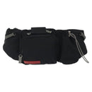 PRADA Sports Waist Bag Nylon Black Silver Auth 119506-13