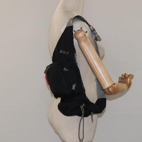 PRADA Sports Waist Bag Nylon Black Silver Auth 119506