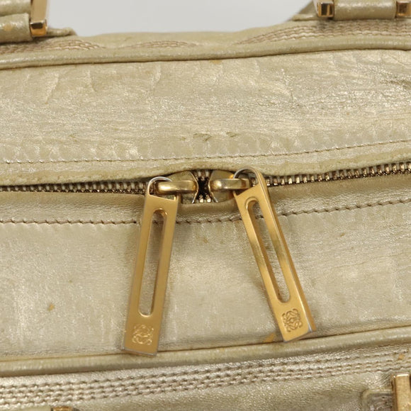 LOEWE Anagram Amazona 28 Hand Bag Leather Gold Auth 119534