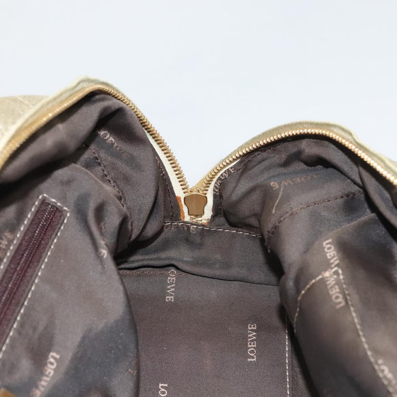 LOEWE Anagram Amazona 28 Hand Bag Leather Gold Auth 119534