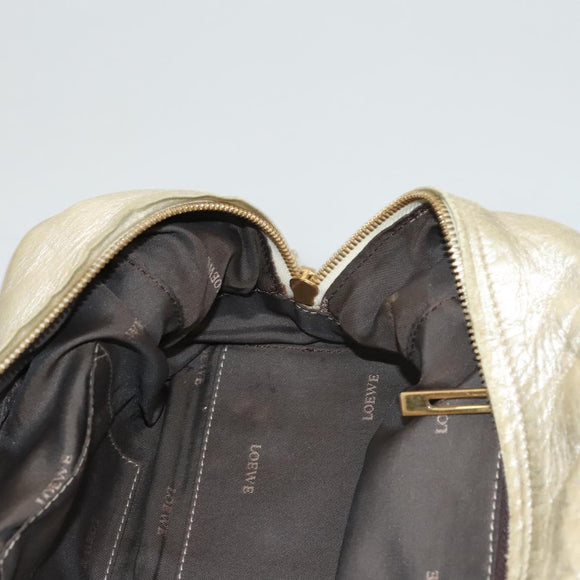 LOEWE Anagram Amazona 28 Hand Bag Leather Gold Auth 119534