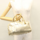 LOEWE Anagram Amazona 28 Hand Bag Leather Gold Auth 119534-24