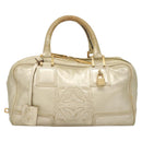 LOEWE Anagram Amazona 28 Hand Bag Leather Gold Auth 119534-13