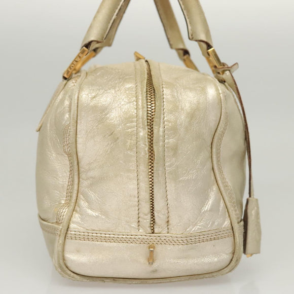 LOEWE Anagram Amazona 28 Hand Bag Leather Gold Auth 119534