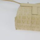 BVLGARI Logogram Shoulder Bag Canvas Beige Silver Auth 119550-15