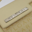 BVLGARI Logogram Shoulder Bag Canvas Beige Silver Auth 119550-10